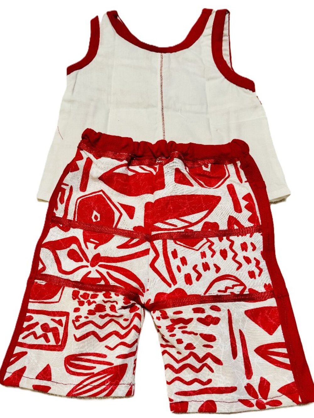 Red and White Kid's Capri Set - Handmade